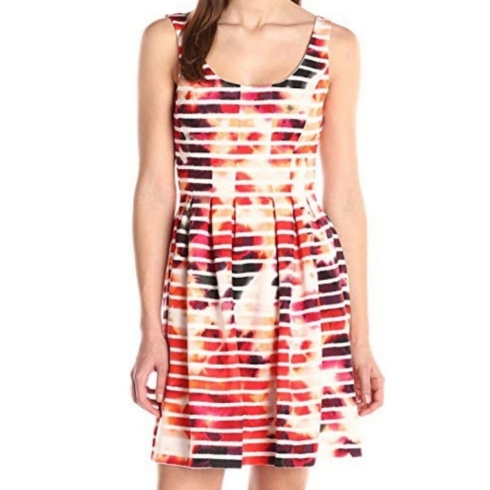 Jessica Simpson Floral Striped Scuba Dress Sz 4